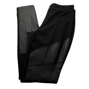 Twiggy LONDON Black Stretch Leggings Genuine Leather Trim Size 8